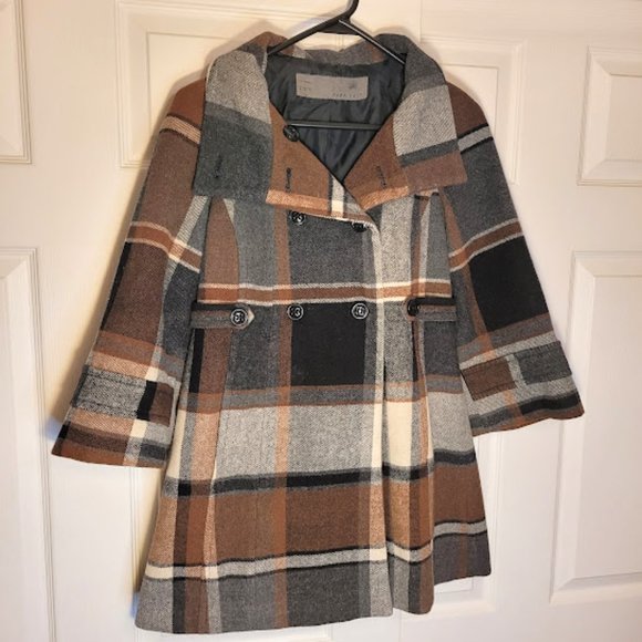 Zara Jackets & Blazers - Zara Wool Blend Plaid Tartan Scottish Outlander Vibe XS Coat Pockets Hood Winter